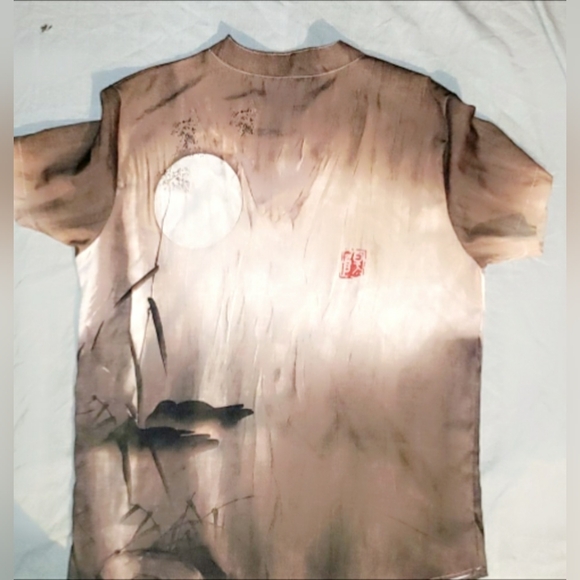 Women's vintage Japanese art painted print shirt - Picture 2 of 3